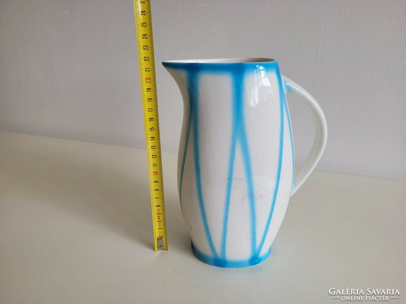 Old kp granite jug with blue pattern folk water jug spout 22 cm