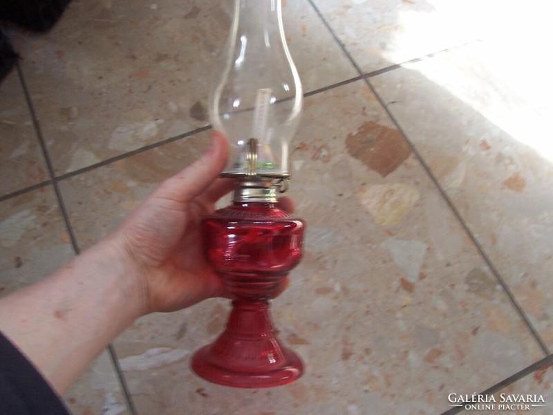 Red glass kerosene lamp
