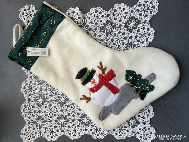 1 Christmas textile appliqué fil boots, fireplace socks - new