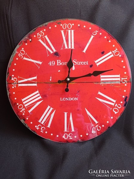 Red London design glass wall clock