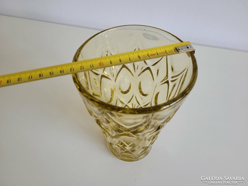 Retro glass vase yellow vintage old vase 20 cm