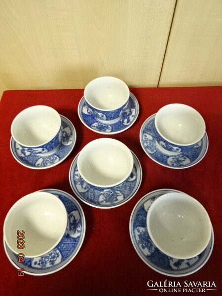 Chinese porcelain tea cup + saucer, six pieces for sale. Jokai.