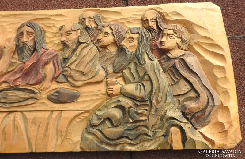 JANUSZ TRZECLAK SZobrászművész fa fali szobor kompozíció _ Az utolsó vacsora