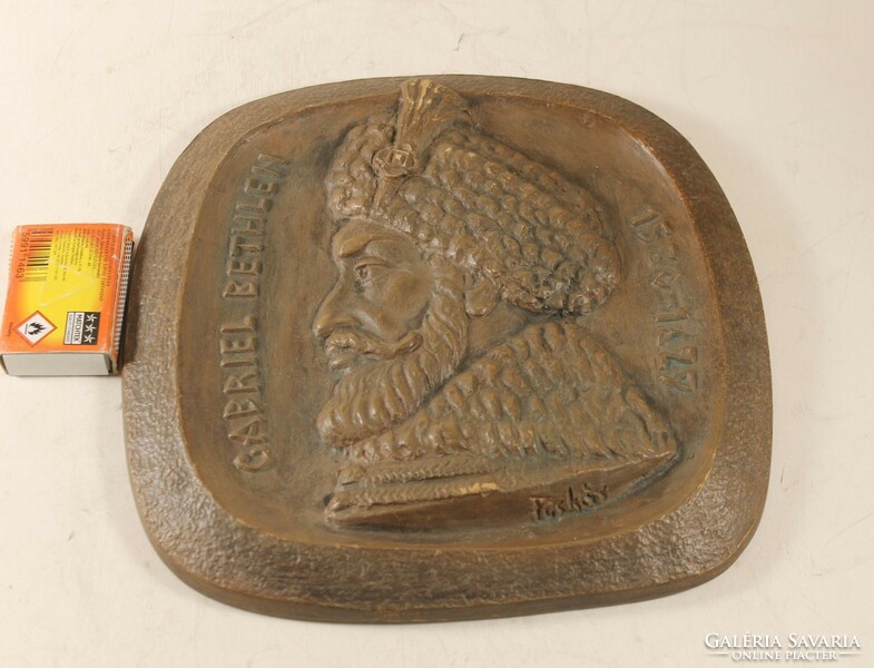 Kolozsvári Puskás Sándor terrakotta bronzírozott falikép Bethlen Gábor 161