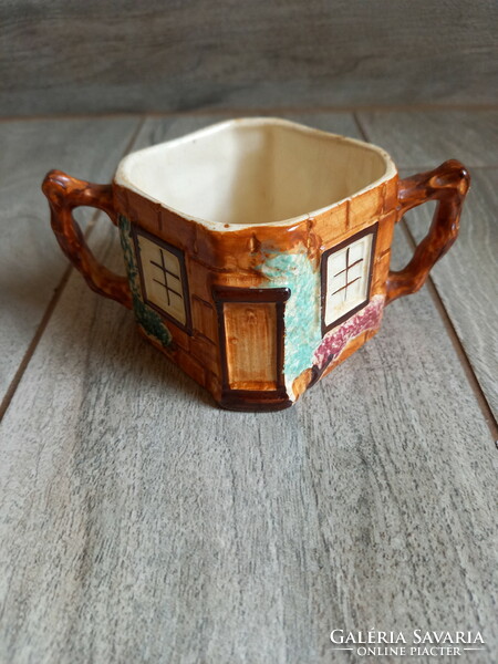 Gorgeous old English porcelain sugar bowl (6.2x13.8x8.7 cm)