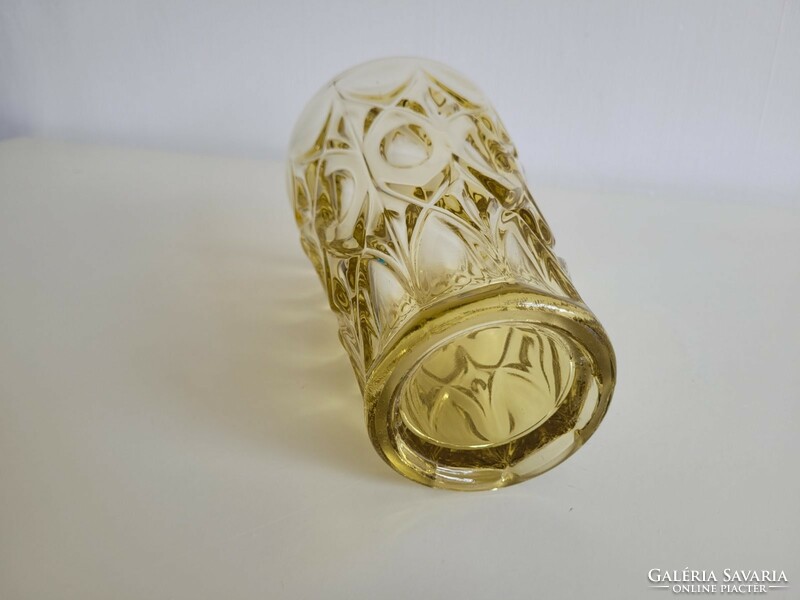 Retro üvegváza sárga vintage régi váza 20 cm