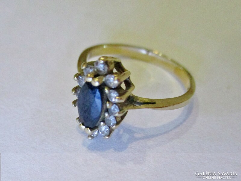 Beautiful antique 0.3ct diamond and 0.4ct sapphire gold ring