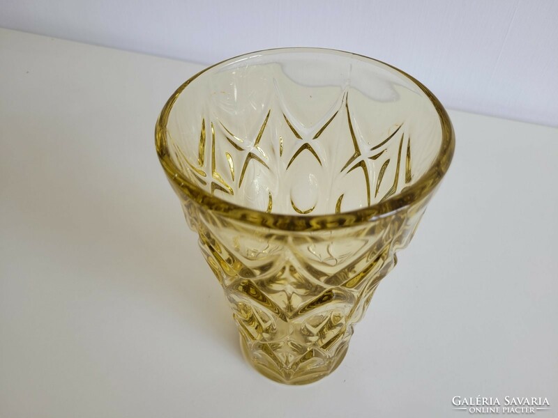 Retro glass vase yellow vintage old vase 20 cm