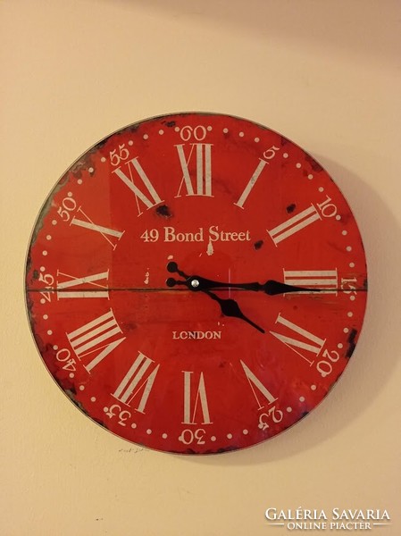 Piros London Design üveg fali óra
