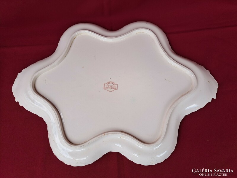 Beautiful sarreguemines fleury rare earthenware huge tray offering