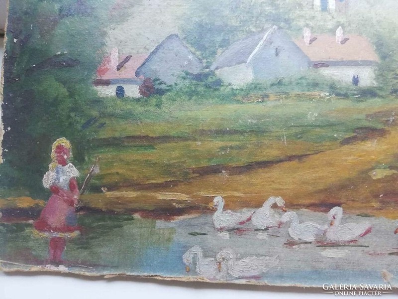 Landscape painting at the end of the village