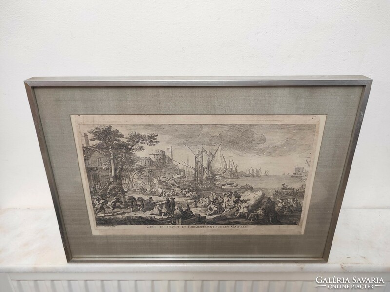 Antique baroque ship sailing engraving 1720-1744 print jacques rigaud in frame 879 7007