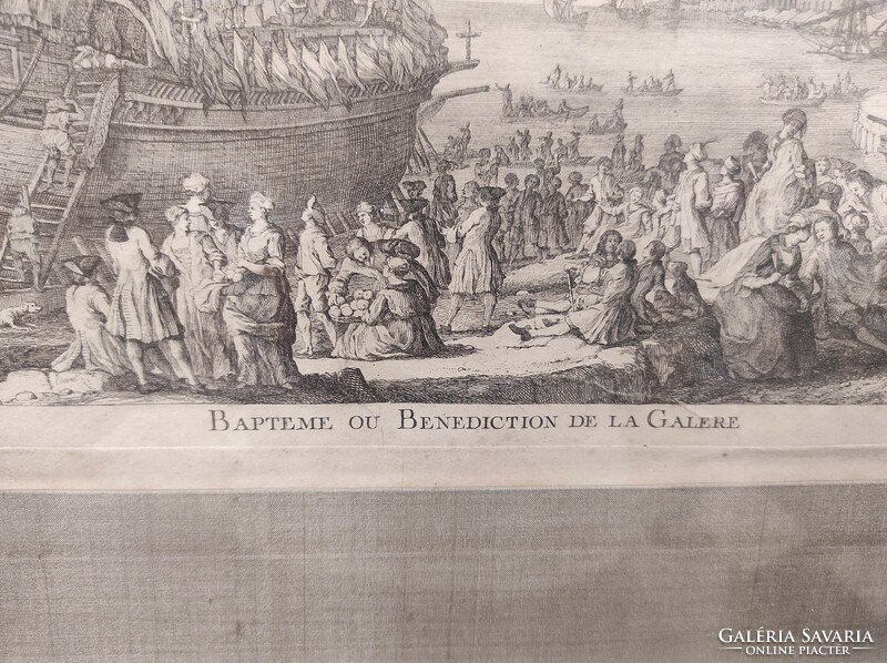 Antique baroque ship sailing engraving 1720-1744 print jacques rigaud in frame 882 7010