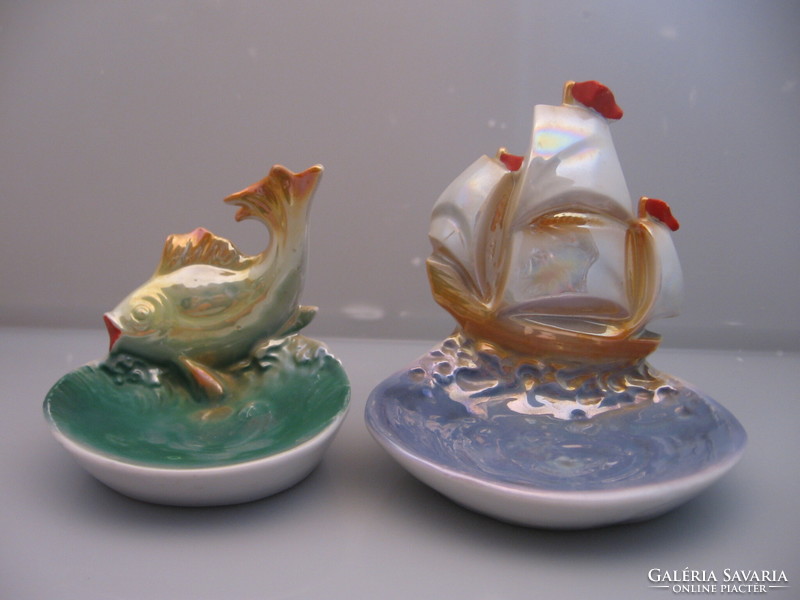 Chandelier sailing lake porcelain figurine with ring bowl