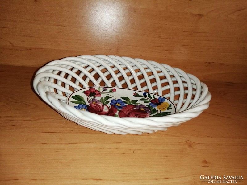 Városlőd openwork braided hand-painted oval bowl 16*22 cm (6p)