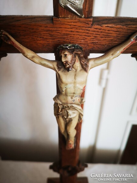 Antique 1800s Corpus Torso Jesus Christ painted beautiful! Cross crucifix.