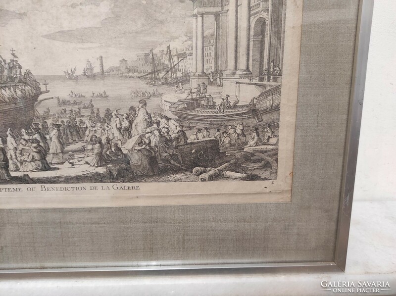 Antique baroque ship sailing engraving 1720-1744 print jacques rigaud in frame 882 7010