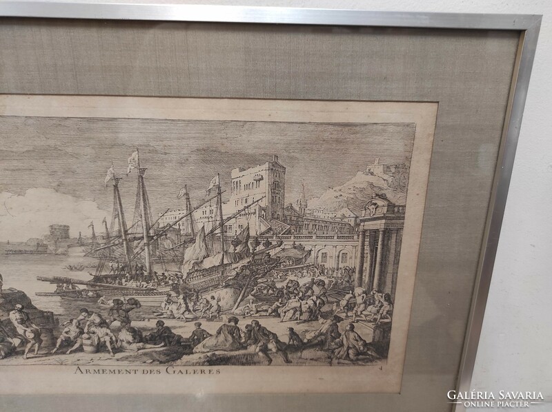 Antique baroque ship sailing engraving 1720-1744 print jacques rigaud in frame 878 7006