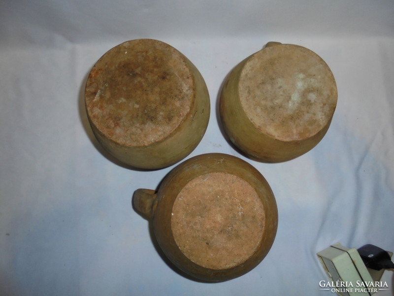 Three pieces of old earthenware, silke - for sale together - folk, peasant