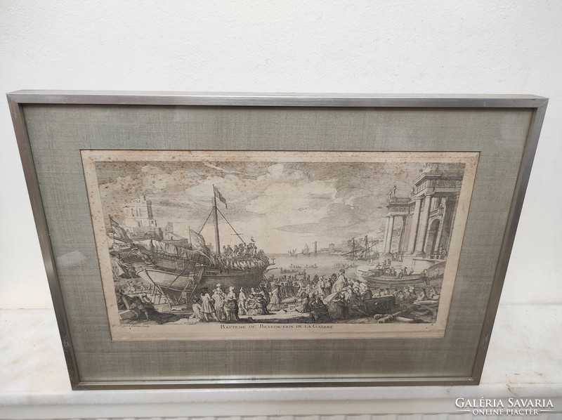 Antique baroque ship sailing engraving 1720-1744 print jacques rigaud in frame 882 7010