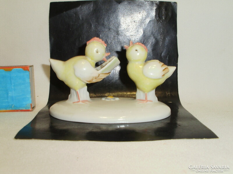 Német porcelán éneklő csibék, csirkék figura, nipp - Metzler § Ortloff
