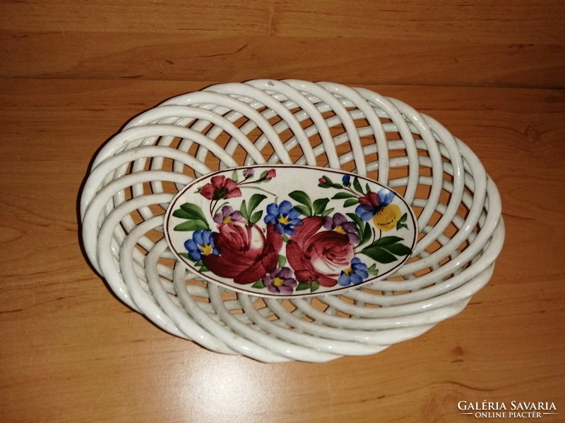 Városlőd openwork braided hand-painted oval bowl 16*22 cm (6p)