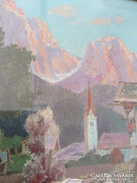 Oil painting / print - village idyll