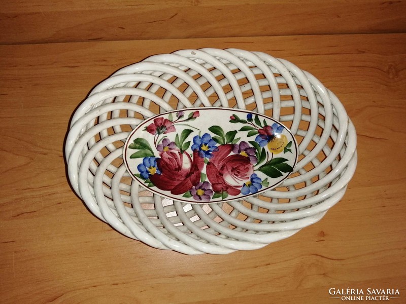 Városlőd openwork braided hand-painted oval bowl 16*22 cm (6p)