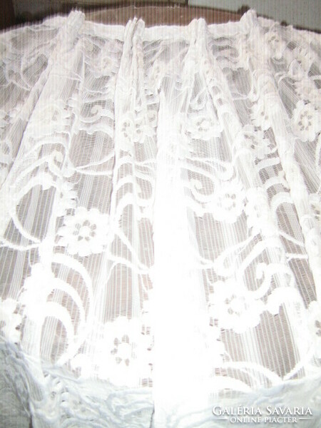 Dreamy vintage style fabric richly embroidered with white huge curtains