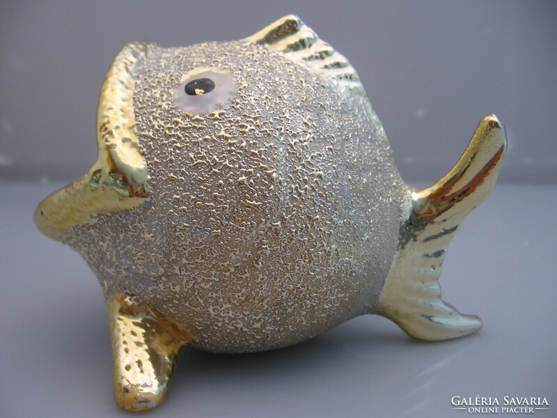 Open-mouthed Japanese ceramic goldfish feng shui lucky fish