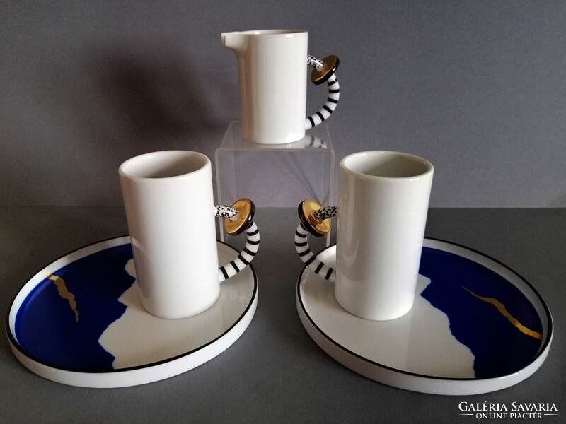 Cattany design gold-black postmodern breakfast set, 1980s