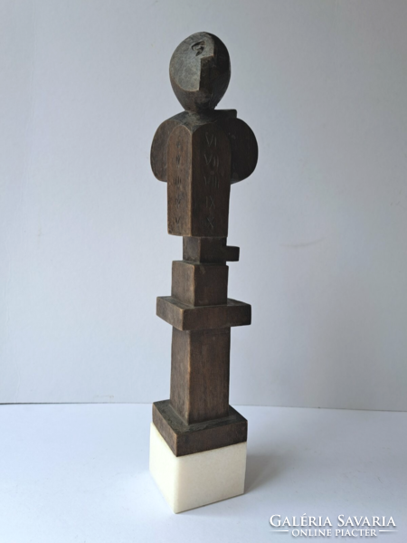 RITKASÁG! Jelzett Sztrákos László Mózes című art-deco stílusú zsűrizett kézzel faragott fa szobor