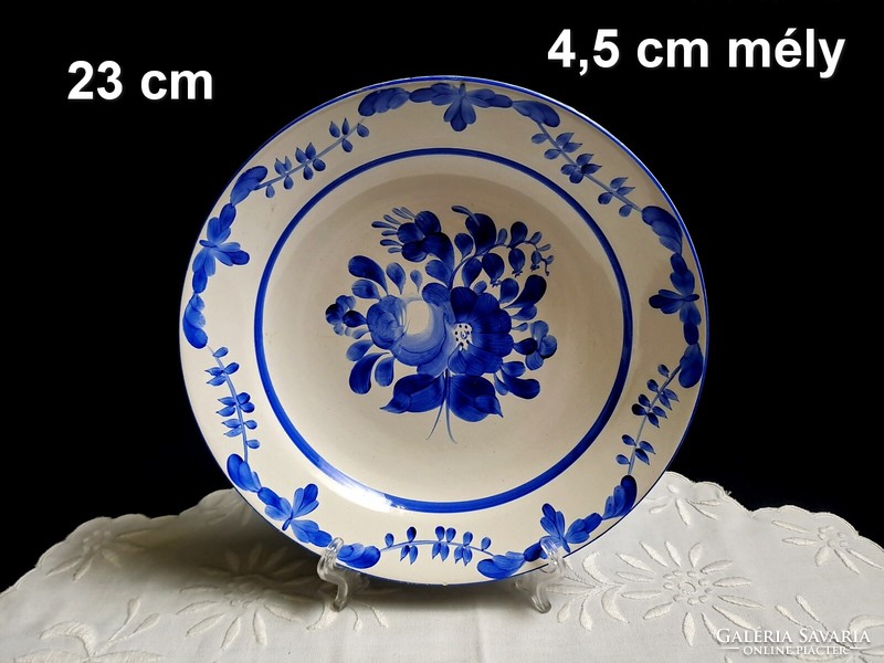 3 db kézzel festett kerámia fali tál tányér szettben (mély, lapos, kistányér)