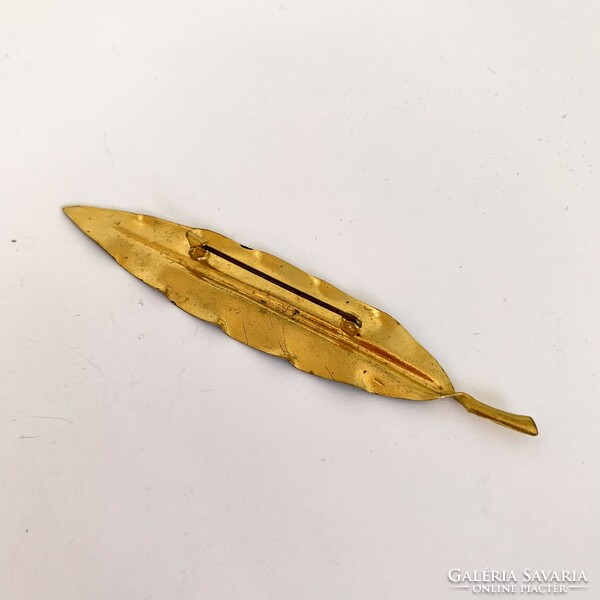Vintage leaf metal brooch, beautiful old pin, nice metal brooch from the 1960s 1970s