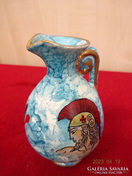 Greek glazed ceramic, hand-painted jug, height 9.5 cm. Jokai.