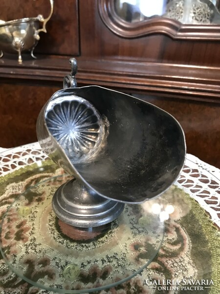 Rare, old! Antique, marked, silver-plated, charcoal pot style sugar bowl