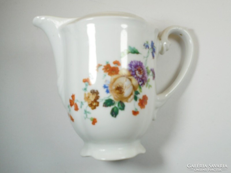 Antique old marked pouring milk jug - flower pattern - drasche porcelain
