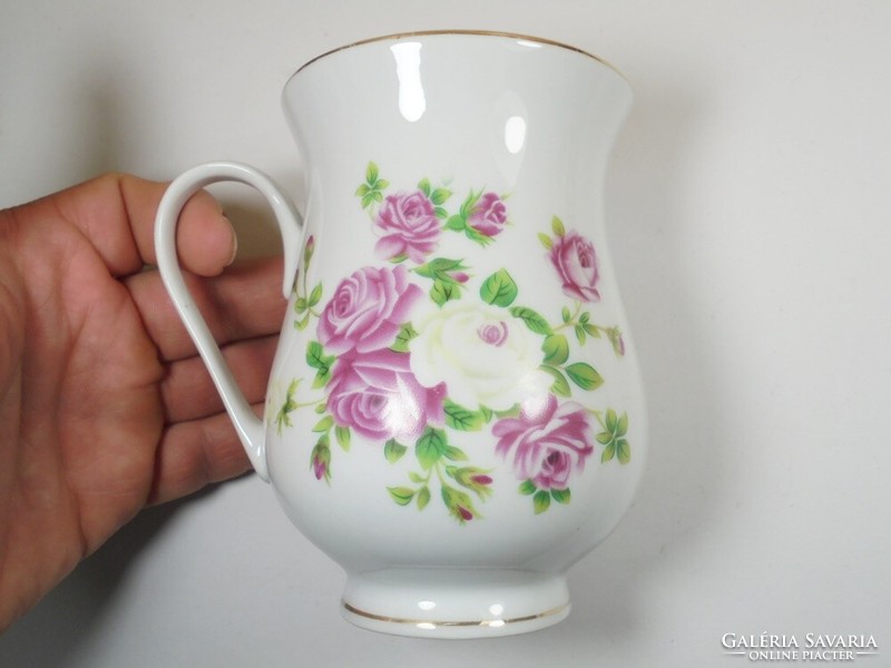 Retro old porcelain mug flower, rose pattern