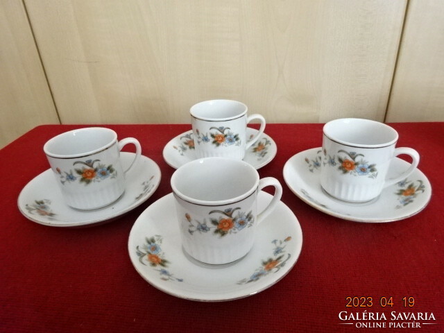 Chinese porcelain coffee cup + saucer, four pieces in one. Jokai.