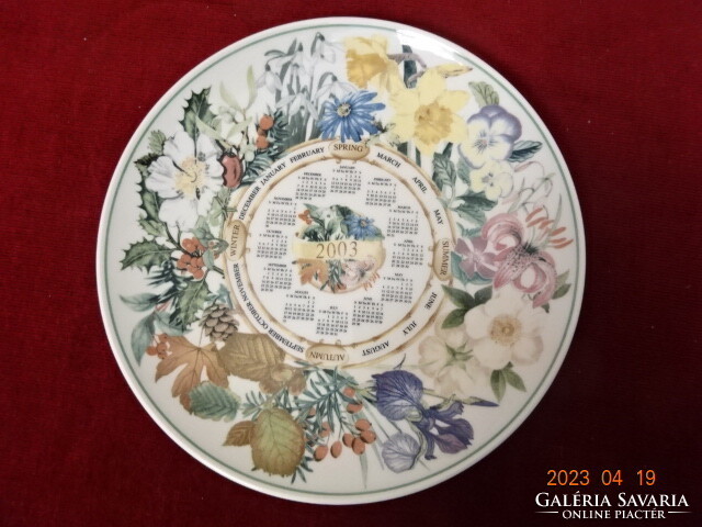 English porcelain, hand-painted flat plate, with 2003 calendar. Jokai.