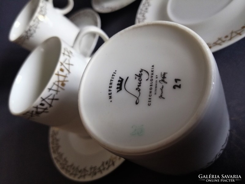 Jaroslav Jezek 'Nefertiti'  bauhaus/modernista kávés készlet, Loucky Carlsbad 1954