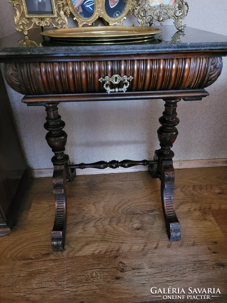 Pewter sewing table
