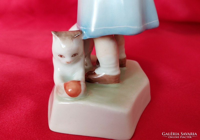 Sale!! Zsolnay kitten girl 2. - Beautifully painted, beautiful collector's item!
