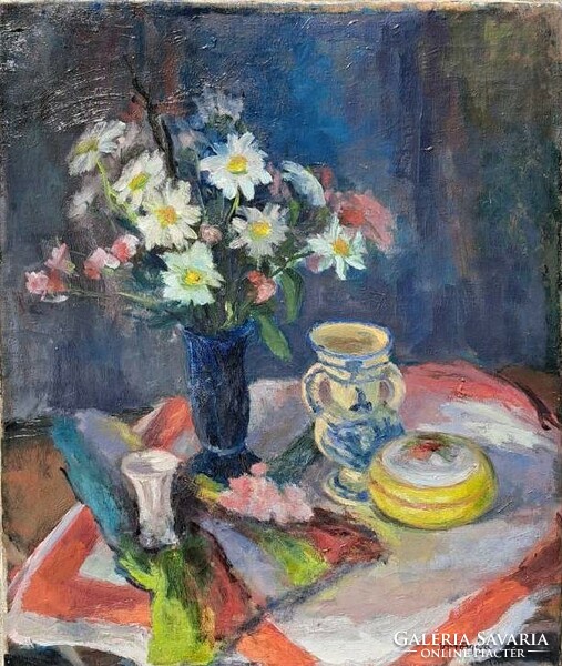 Hungarian painter: still life with canvas.