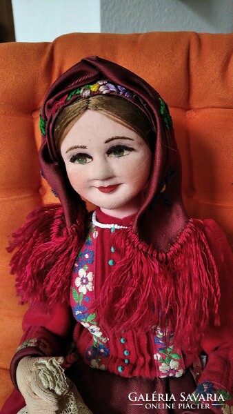 Marked old Hungarian folk art doll, museum piece, Papp Ferencné {j2}