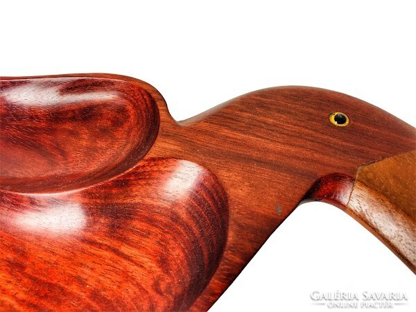 Vintage / mid-century teak wood toucan bird-shaped serving bowl, 1980's - 50604