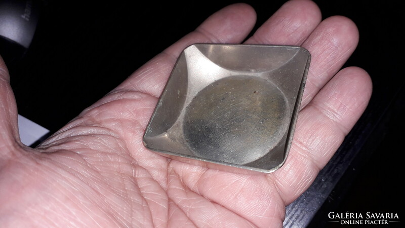 Old silver-plated alpaca pocket square / cigarette ashtray as shown in the pictures