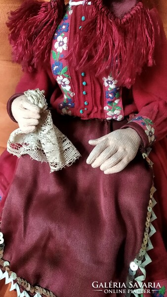 Marked old Hungarian folk art doll, museum piece, Papp Ferencné {j2}
