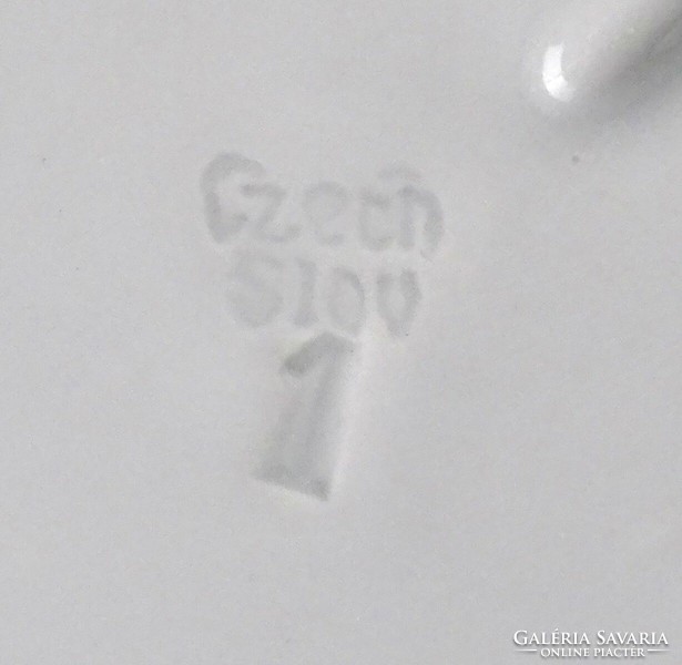1M764 Antik hatalmas jelzett cseh porcelán húsostál pecsenyetál 30 x 42.5 cm