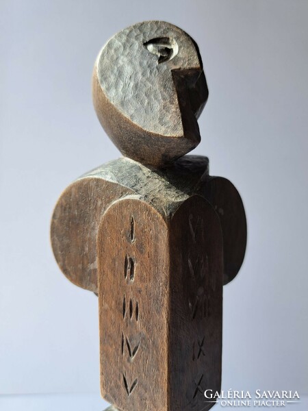 Rarity! Juried hand-carved wood sculpture in art-deco style entitled Mózes Laszló of Strauss